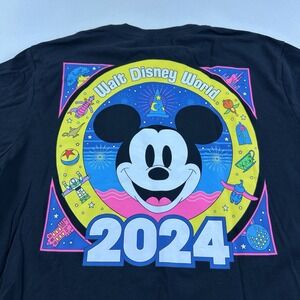 Walt Disney World 2024 Mickey Mouse T-Shirt Black‎ Graphic Print Short Sleeve